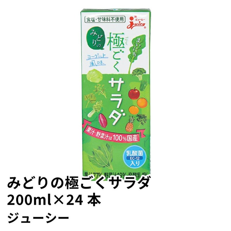 野菜ジュース まいにちみどりの極ごくサラダ 200ml×24本 | ジューシーの商品画像01