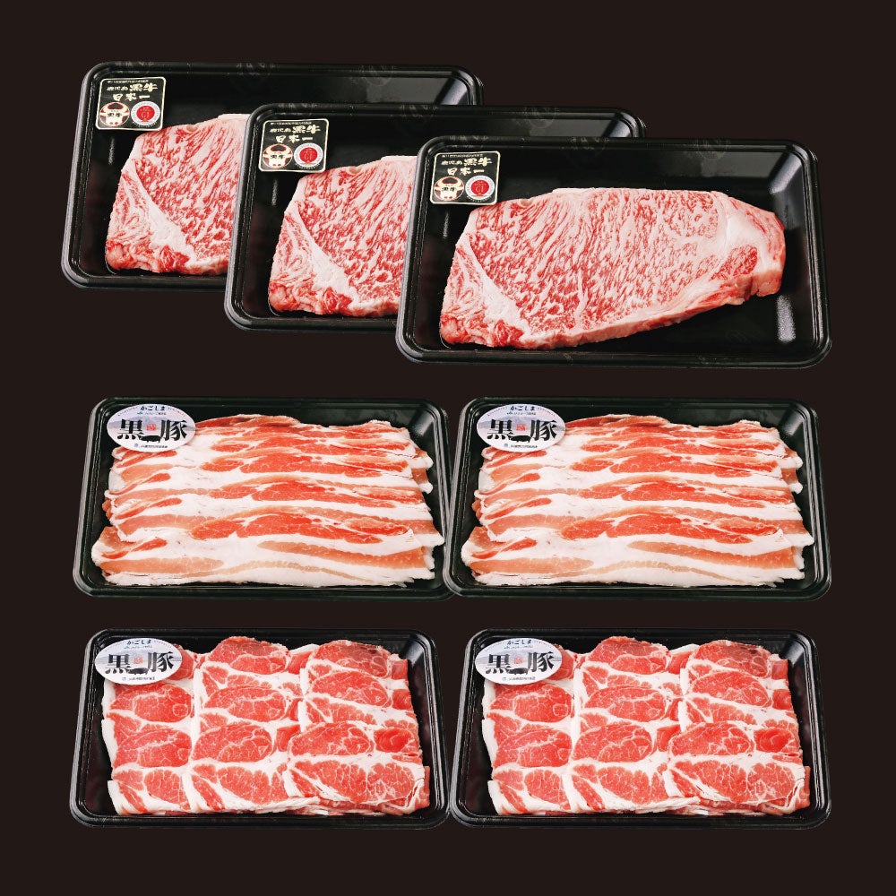 鹿児島黒牛ステーキ＆黒豚しゃぶしゃぶセットの商品画像