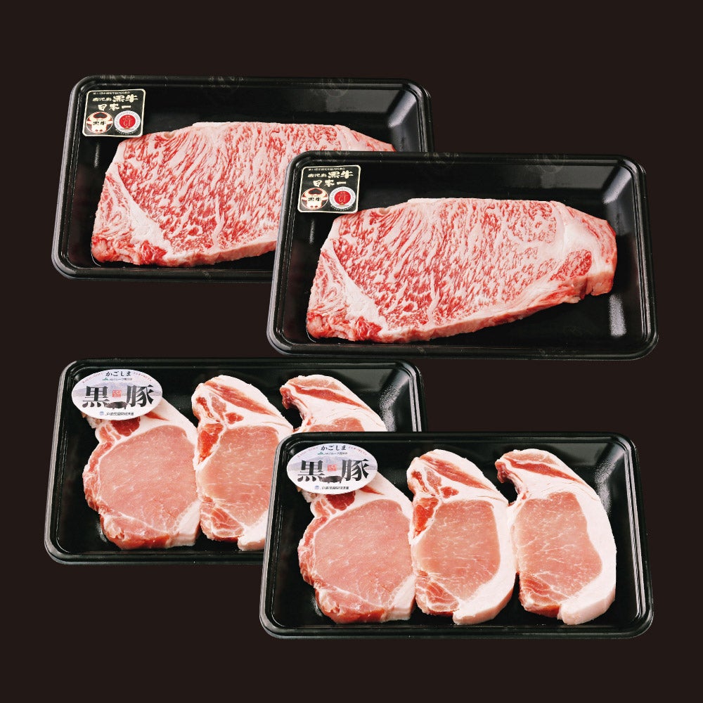 鹿児島黒牛黒豚ステーキセットの商品画像